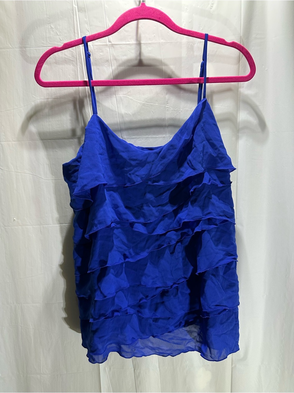 Nicole by Nicole Miller Women’s XL Blue Ruffle Chiffon Cami Spaghetti Strap